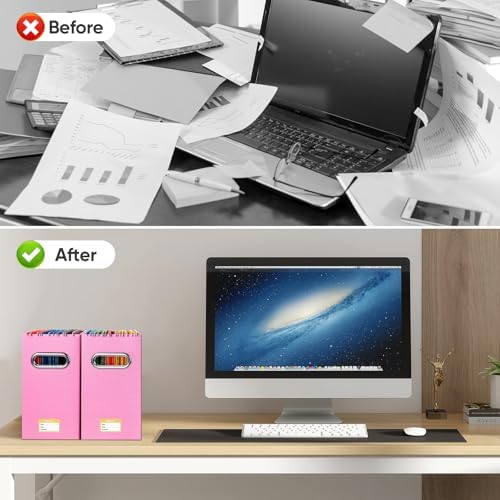 BALEINE 8PK File Organizer Box, Cardboard File Folder Organizer with Handle