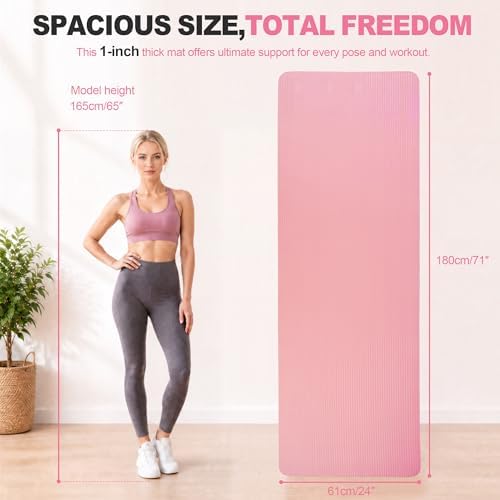 HULKFIT High Density Non Slip Yoga Mat, Extra Thick Exercise Mat with Carrying Strap, for Pilates, Fitness, Home Gym & Floor Workouts - Multiple Thickness & Multiple Color