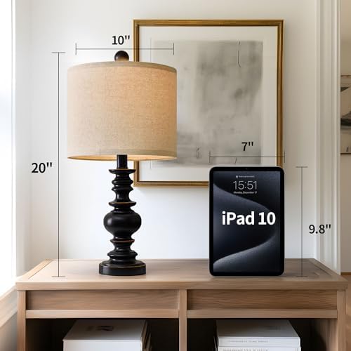 BOBOMOMO 20" Table Lamp Set of 2 for Bedroom Living Room Vintage Rustic Traditional Nightstand Bedside Lamps（Suitable for Decorating Small Areas）