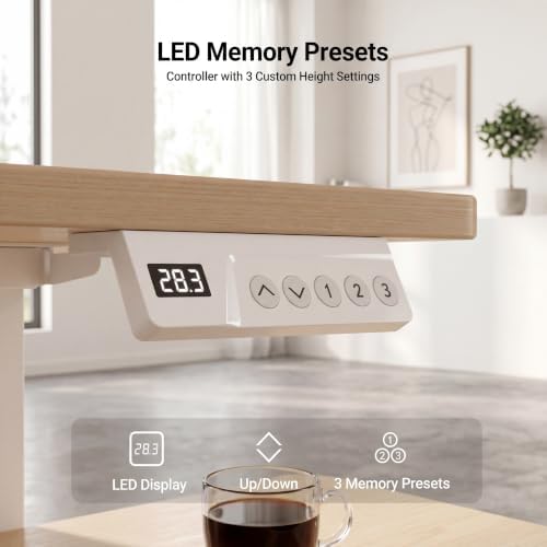 Claiks Electric Standing Desk 35x20 Inch Adjustable Desk, Nature