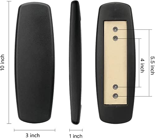 ALUCSET 10" Long x 3" Wide Office Chair Replacement Armrest Arm Pads Caps Univeral 4" 5.5" Mounting Hole Office Chair Parts 1 Pair (Black, Set of 2)