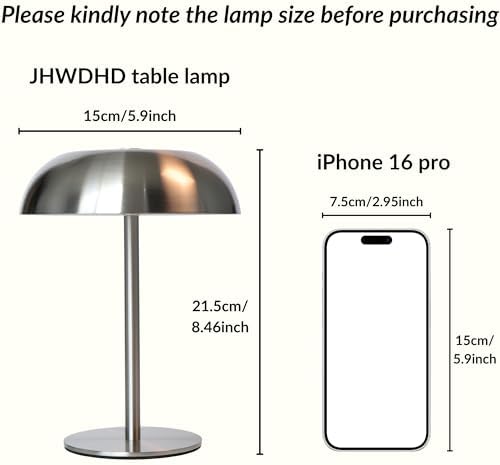 2 Pack Cordless Mushroom Table Lamp, Rechargeable, Dimmable 3 Color, Black