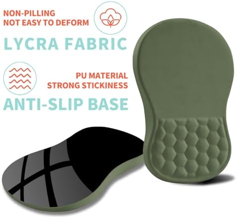 Ergonomic Mouse Pad Wrist Support with Memory Foam Massage Bulge, Carpal Tunnel Pain Relief Mousepad Wrist Rest for Mouse(12x8 inch,Olive Green)