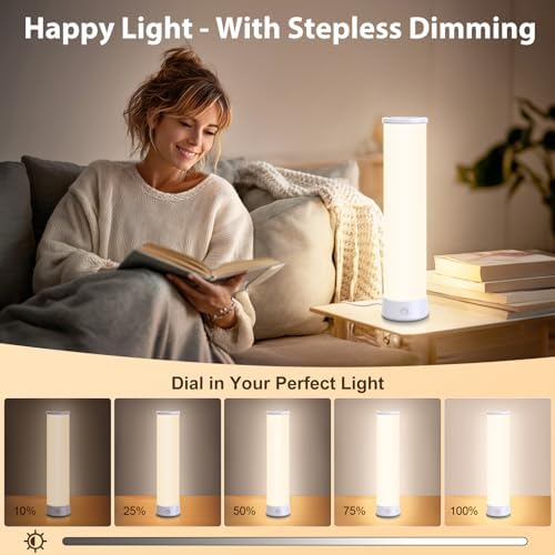 Light Therapy Lamp 15000 Lux, UV-Free Happy Sunlight Lamps with 3 Color Temperatures, Adjustable Brightness, Timer & Memory Function, Full Spectrum Light with Remote Control for Home, Happy Life
