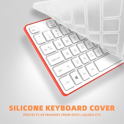 USB Wired Keyboard for window,Comfortable Quiet Chocolate Keys, Durable Ultra-Slim Wired Computer Keyboard(QWERTY) for PC, Windows 11/10/8/7/XP/Vista KB1430 (Orange, Wired Keyboard For Windows)