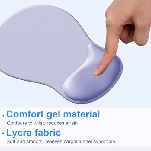 Ergonomic Mouse Pad with Gel Wrist Support, Comfortable Wrist Rest Mousepad with Non-Slip PU Base for Pain Relief, Desk, Home & Office(Purple)