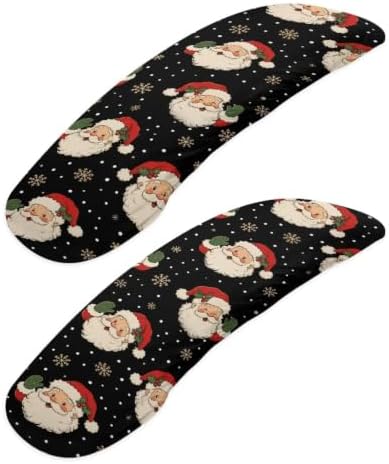 Santa Claus Snowflake Printed 2 Pcs Office Chair Armrest Covers, Soft Stretch Computer Chair Arm Rest Covers with Elastic Edge, Easy to Install & Clean, Christmas Decor