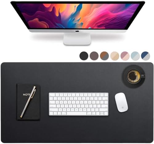 Vine Creations Leather Desk Mat Large 32" x 17", Desk Protector Mat, PU Leather Desk Pad, Large Mouse Pad, Desk Blotter, Desk Pads on Top of Desks, Desk Matt for Desktop, Office Desk Mat (Black)