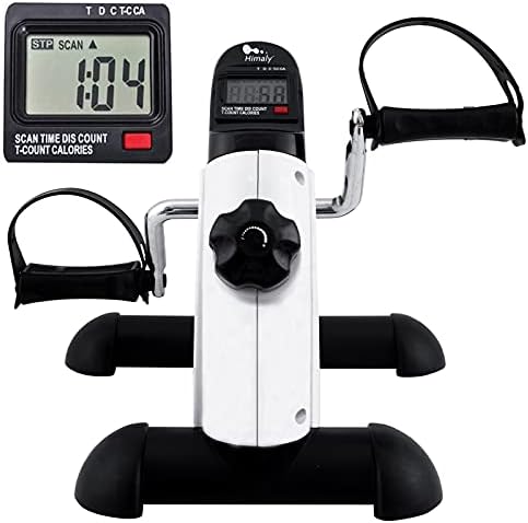 Mini Exercise Bike, himaly Under Desk Bike Pedal Exerciser Portable Foot Cycle Arm & Leg Peddler Machine with LCD Screen Displays