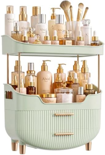 caktraie 4-Tier Makeup Organizer Bathroom Countertop Storage Green