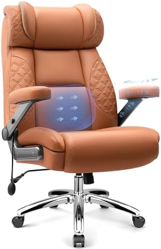 Big and Tall Office Chair for Heavy People, 500LBS Wide Seat Computer Desk Chair, Extra Large Executive Gaming Chair with Adjustable Lumbar Support and 5D Flip Arms, Comfy Heavy Duty Office Chair