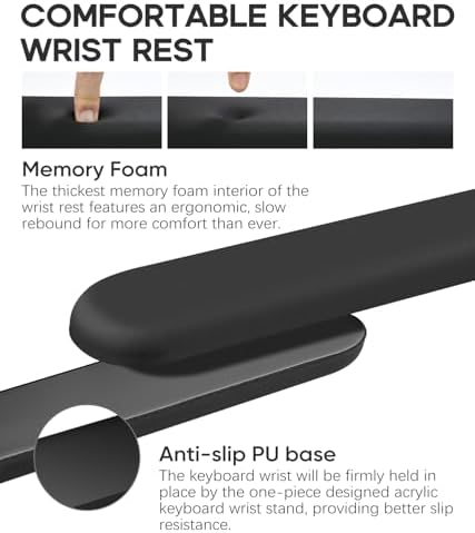 JIKIOU Computer Keyboard Wrist Rest Stand with Wrist Pad for Desktop Black
