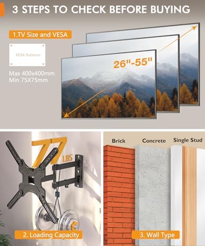 Full Motion Corner TV Wall Mount for 26-55 Inch TVs