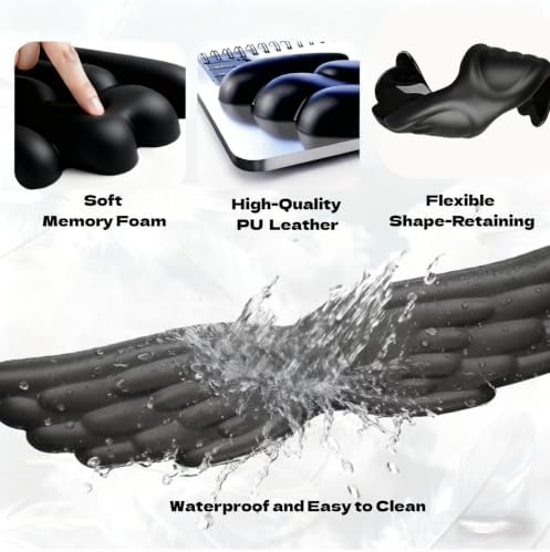 inbesk Angel Wing Wrist Rest Ergonomic Memory Foam Wrist Rest for Computer Keyboard Mouse Set, Cute Gaming Keyboard Cushion Hand Support PU Leather Surface Anti-Slip Waterproof Dirt Resistant (Black)