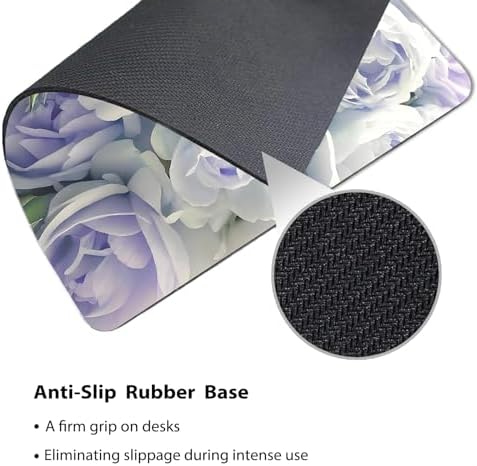 9.5x7.9 Inch Office/Gaming Mouse Pad, Soft Pastel Roses Flowers in A Dreamy Bouquet Floral Purple White Turquoise Cute Anti-Slip Mat for Desk