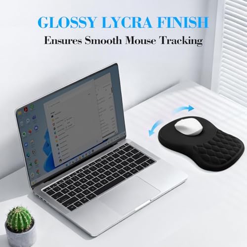 Ergonomic Mouse Pad with Wrist Rest Sloped Massage Design (Black)