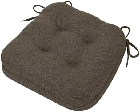 baibu Patented Dual-Layer Dining Chair Cushion, 16.5 x 16.5 x 3.5 in, Brown