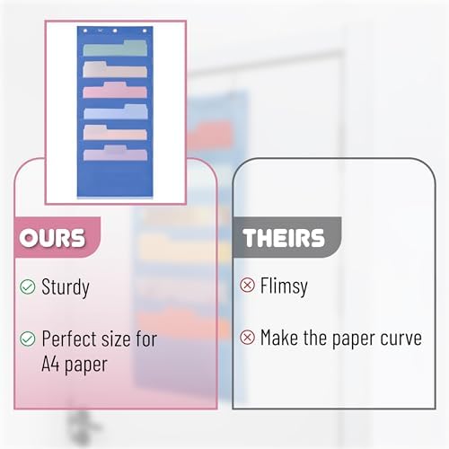 Mr. Pen- Hanging Wall File Organizer, 6 Pocket, Blue