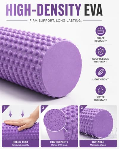 12 Inch EVA Soft Dot Foam Roller for Yoga and Balance Exercises，Purple：12in