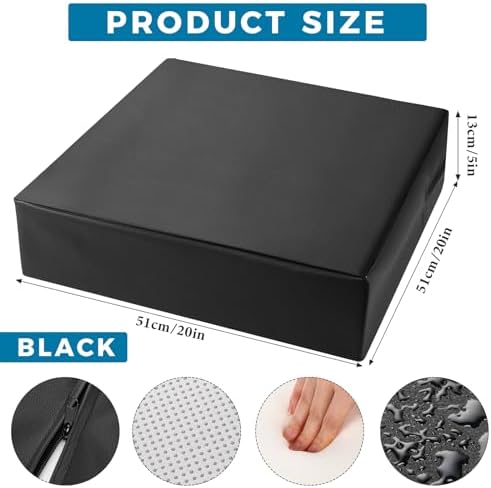 Menkxi 20 x 20 x 5 Inch Leather Memory Foam Seat Cushion for Chair Extra Large Chair Cushions with Cover Waterproof Non Slip Thick Pad for Recliner Couches, Relief and Comfort(Black)
