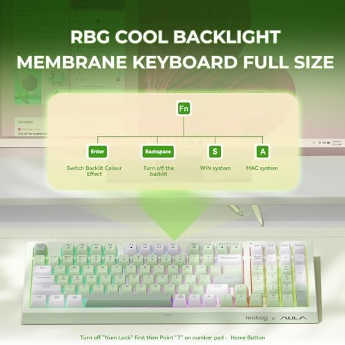 LEOBOG X Aula Wireless Keyboard Green Gaming Keyboard Creamy Silent