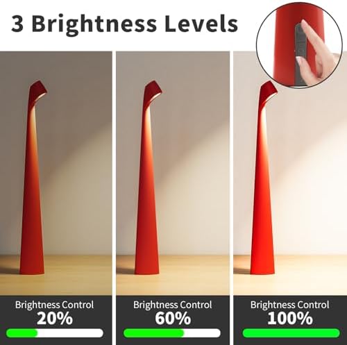 HAPYGI Cordless Rechargeable Reading Metal Table Lamp, 3-Level Brightness