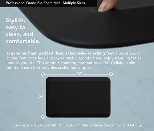 NewLife by GelPro Professional Grade Anti-Fatigue Kitchen & Office Comfort Bio-Foam Mat with Non-Slip Bottom for Health & Wellness, 20x32, Midnight