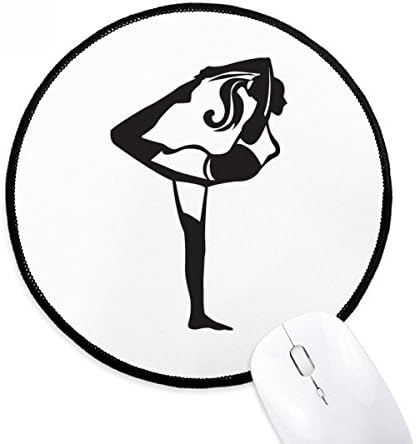 Stretching Yoga Girl Keep Outline Mouse Pad Desktop Office Round Mat for Computer