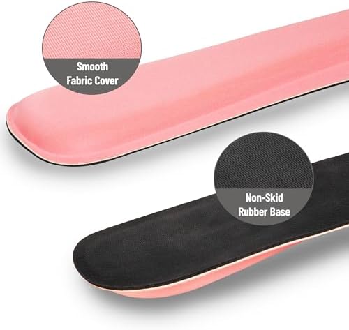 Mind Reader Ergonomic Wrist Rest Set, Keyboard and Mouse Support with Memory Foam, Non-Slip Base, Office and Gaming, Pink