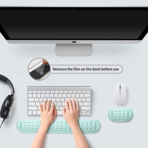 UnivoColors Turquoise Green Keyboard Wrist Support and Mouse Wrist Rest Set, Made of Memory Foam Soft Gel, Ergonomic Pad for Computer, Laptop, Mouse, Office, Gaming