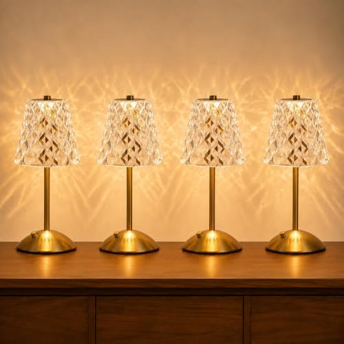 Nusogon 4 Pack Rechargeable Cordless Table Lamp, Touch Control Desk Lamp