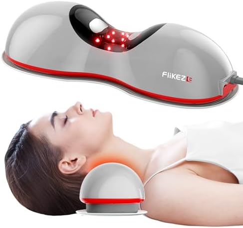 FliKEZE Heated Neck Stretcher with Red Light, Wireless Massager Pillow