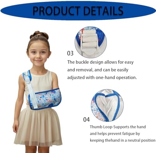 Arm Sling for Kid Shoulder Immobilizer for Recovery(Blue heart, Medium)