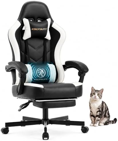 Mistpeople Gaming Chair, Ergonomic High Back Computer Chair with Footrest, Lumbar Support & Pocket Spring Cushion, Comfortable Swivel Home Office Desk Chair for Adults