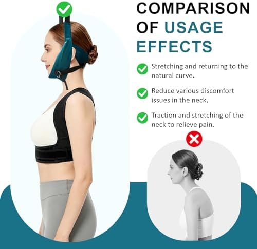 Cervical Neck Traction Device Over Door for Home Use Portable Neck Stretcher Hammock Decompression Home Physical Therapy (Blue)
