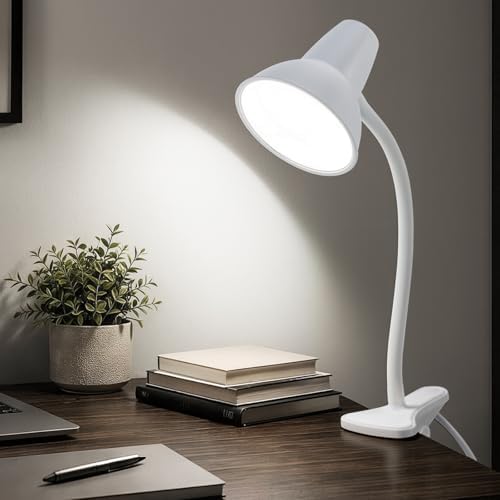 Clip On LED Desk Lamp, Flexible Arm, Eye-Caring Study Lamps for School Dorm