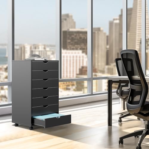 DUMOS 7 Drawer File Cabinet with Wheels, Vertical Office Storage Cabinet