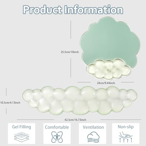 Cloud Wrist Rest and Cloud Mouse Pad for Keyboard and Mouse Pain Relief
