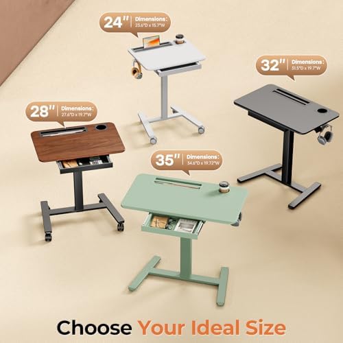 Mobile Standing Desk with Drawer, 35"×20" Small Laptop Desk