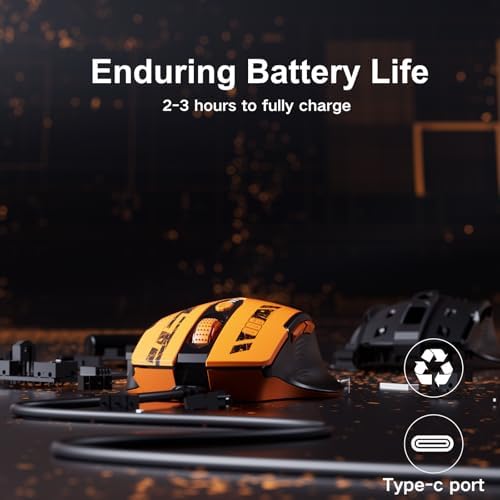 Uineer Wireless Mouse, 2.4GHz Rechargeable Computer Mouse, Battery Display