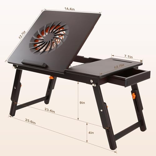 Nnewvante Laptop Desk with Fan 7 Angles & 4 Heights Adjustable,Black Walnut
