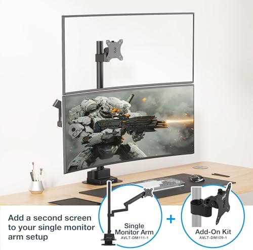 AVLT Single 40 Inch Monitor Head Add-On Kit for Pole Top Mount – Black