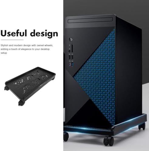 Computer Tower Stand with Four Wheels and Sliding Tray Base