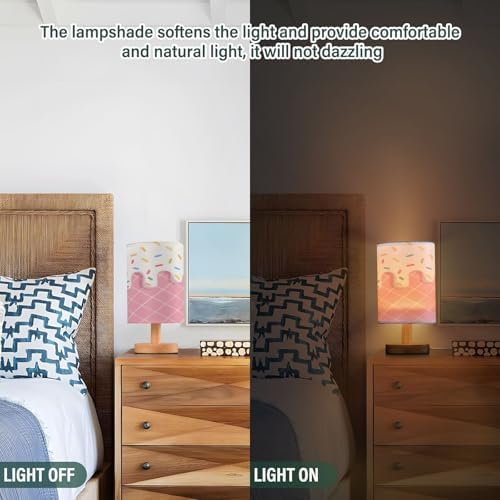 ALAZA 3D Ice Cream Lovely Stylish Decor Bedside Table Lamp with USB Port for Bedroom Nightstand Office Desk LED Bulb Included
