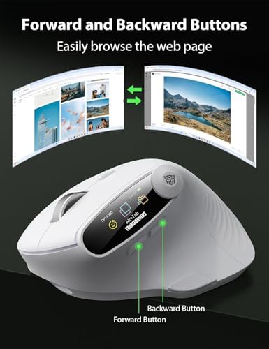 Transformers Vertical Ergonomic Mouse with LED Screen & Knob Control White