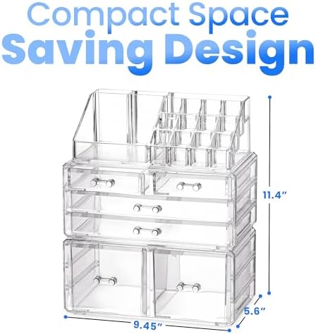 Masirs Clear Cosmetic Storage Organizer, Classy Design, Versatile, Simplifies Your Life