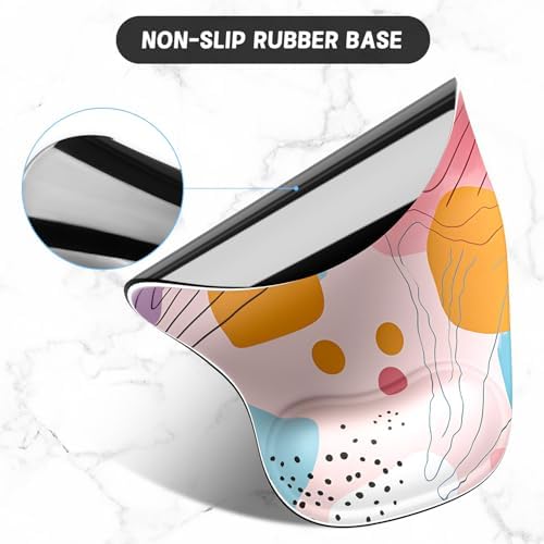 ITNRSIIET Ergonomic Mouse Pad Coaster Set with Gel Wrist Support Wrist Rest Smooth Surface Non-Slip PU Base Comfortable Office Supplies Pain Relief, 9.5 x 8.3 inches, Art Style Pattern