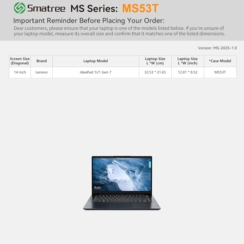 Smatree MS53T Protective Case with Stand for 14" Lenovo IdeaPad 1i Gen 7