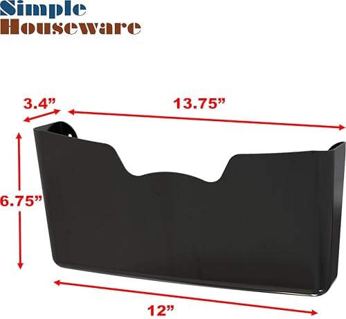 Simple Houseware Single Pocket Wall Mount for Hanging File Holder, 3 Packs, Black