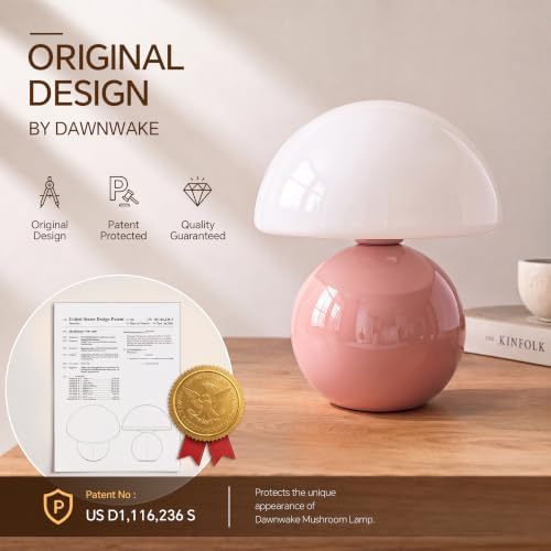 Dawnwake Mushroom Lamp Table Lamp for Bedroom-Small Desk Table Lamps,Pink